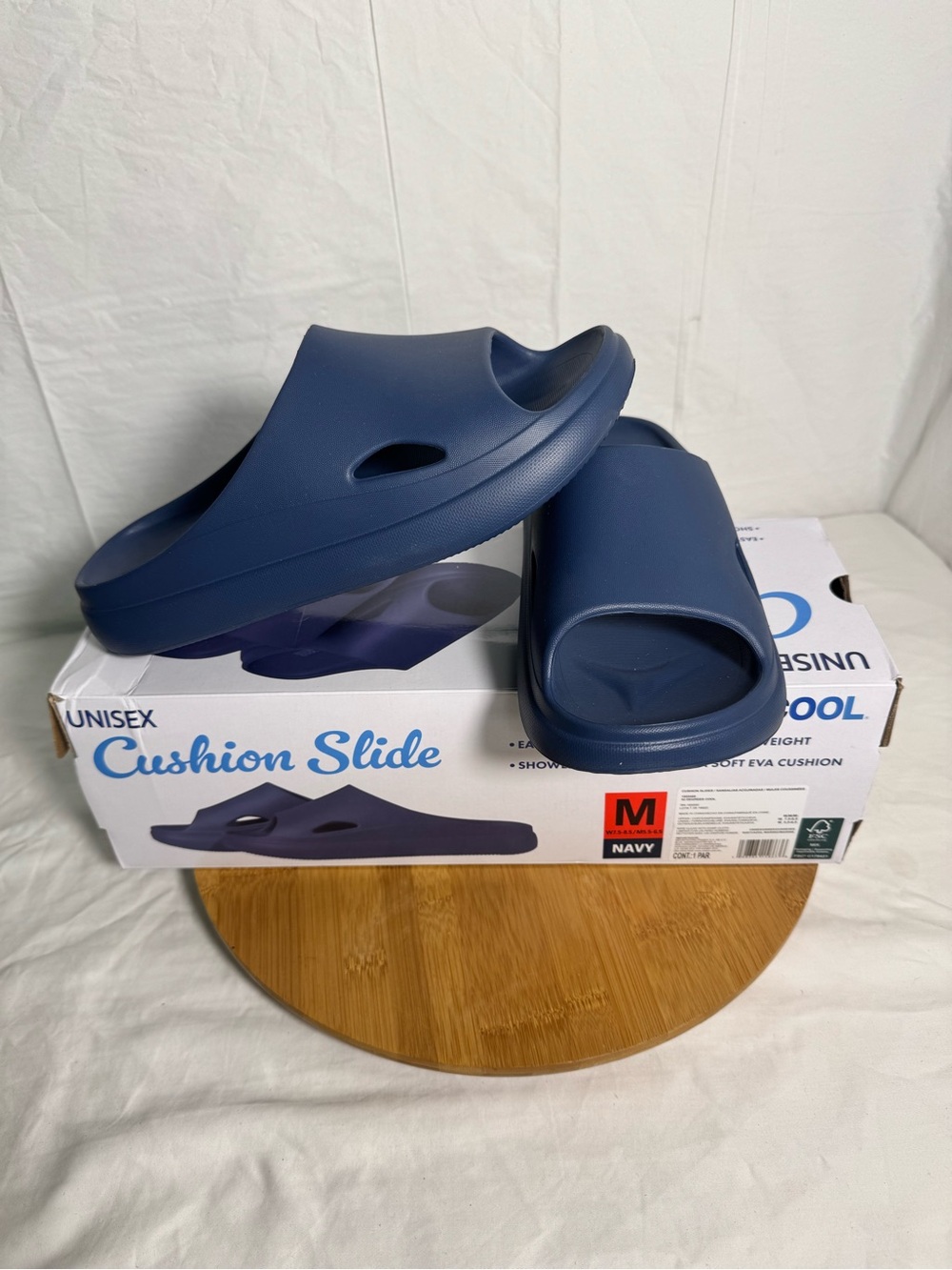 32 Degrees Unisex Cushion Slide Sandals Navy Blue Size M New With Box